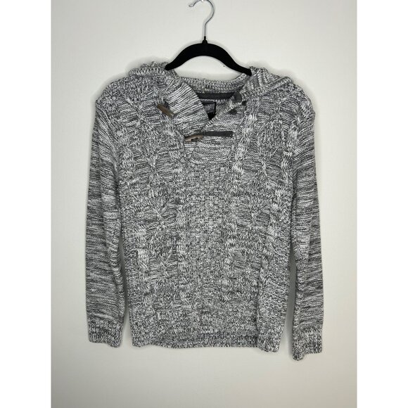 Men's RetroFit Toggle Henley Hooded Sweater Sz Medium - Picture 1 of 8
